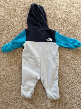 The North Face Navy, Light Gray & Teal Fleece Hooded One-Piece
